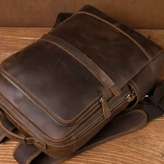 Crazy Horse Leather Backpack Men Laptop Backpack Handmade Travel Backpac